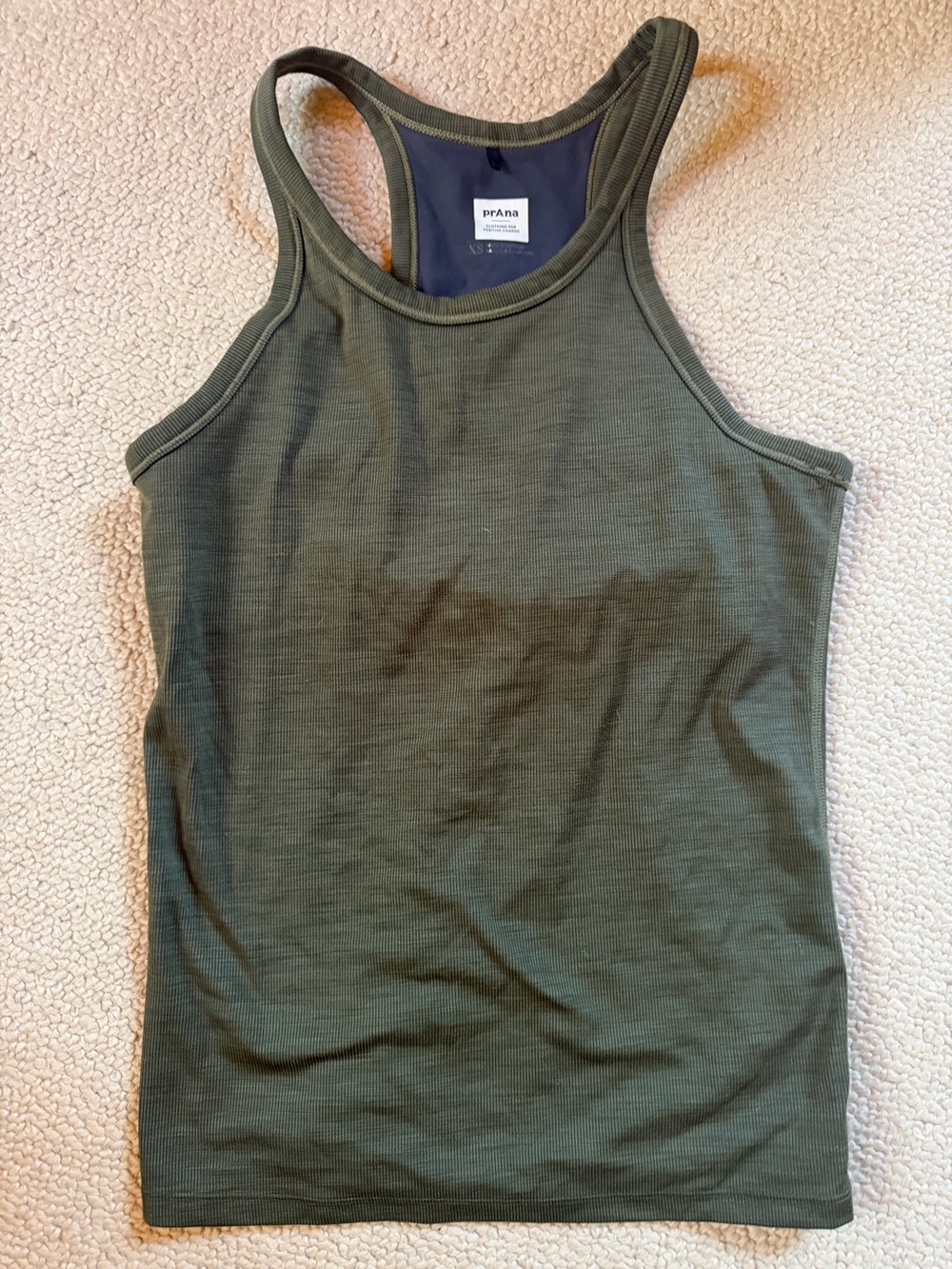 Prana Olive Green Ribbed Racerback Tank